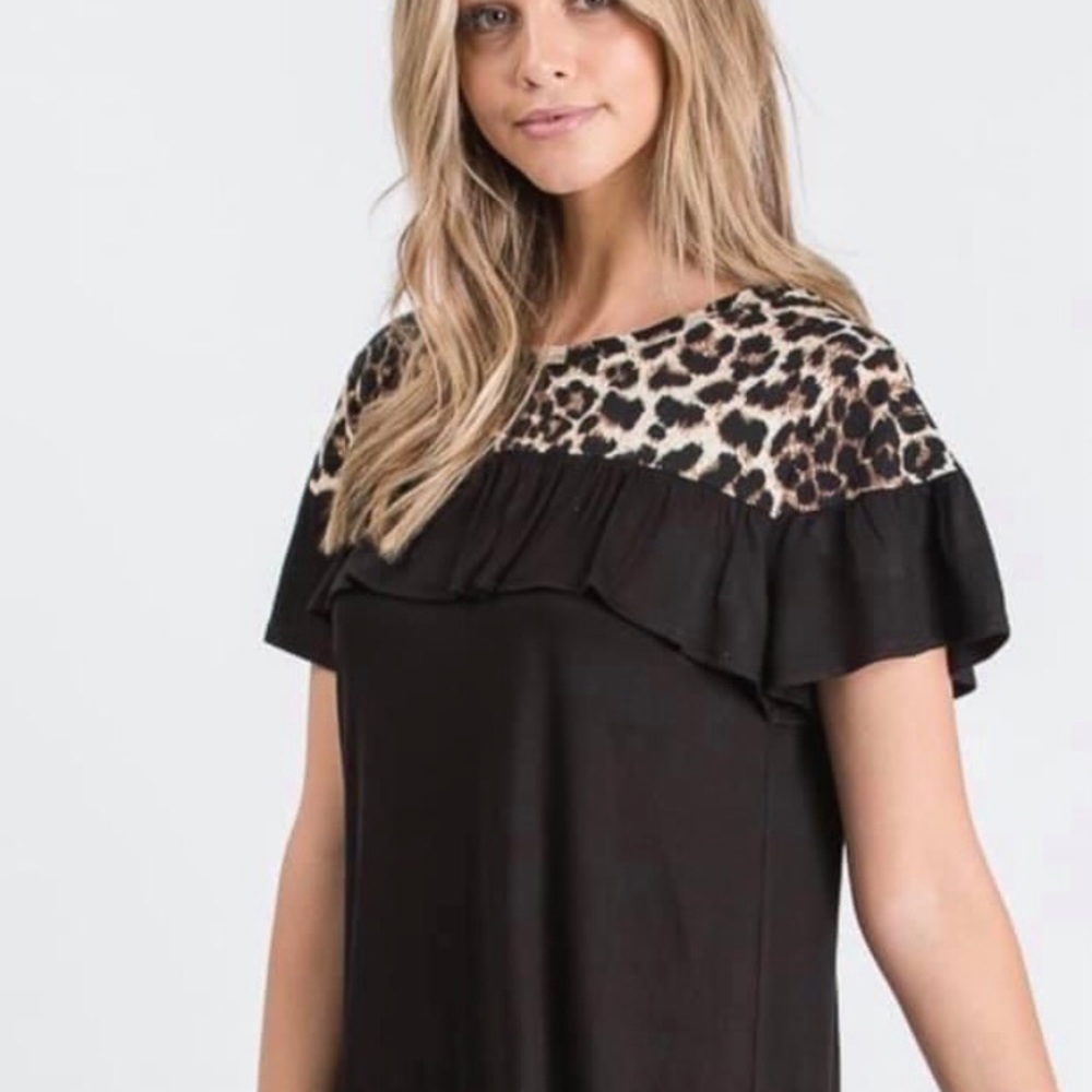 Black and leopard tunic